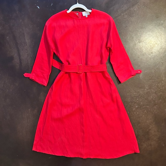 Wilfred le fou collection- tavin dress, gobi berry belted midi dress - Picture 15 of 16
